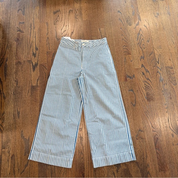 Madewell Emmett Wide-Leg Crop Pants in Herringbone Railroad Stripe size 27 1608 - Picture 3 of 11
